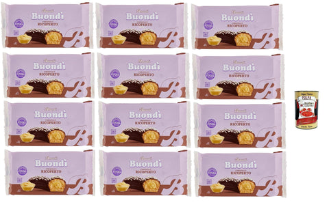 Bauli Buondì con Copertura al Cacao e Crema alla Vaniglia Snacks gebackener Kuchen mit Kakao und Vanillecreme, 12x 276 g italienisch Original