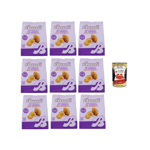 Italian Gourmet Snack Kuchen & Backwaren Bauli Extragolosi Mini Croissant con crema all'albicocca, mini snack Croissant mit Aprikosencreme 9x 75g Italienischer Knabberartikel + Italian Gourmet polpa 400g 8032804040014