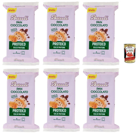 Bauli Pan Cioccolato Proteico 12% Protein kuchen süße brioche Brot mit Schokoladenchips 6x242 g italienisch Original Gebäck + gratis polpa 400 g