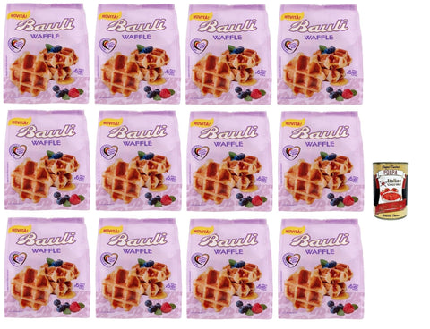 Bauli Waffle morbida Cialda con Croccante Zucchero Perlato Weiche Waffel mit knusprigem Perlzucker 12x210 g italienisch Original Pastasauce + gratis polpa 400 g