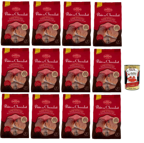 Italian Gourmet Snack Kuchen & Backwaren Bistefani Pain au Chocolat Super sfogliato, Kuchen Pain au Chocolat Mit 24 Stunden natürlichen Sauerteigs, Mit 100% italienischer Milch, 12x 270g+ Italian Gourmet polpa 400g 8032804040014