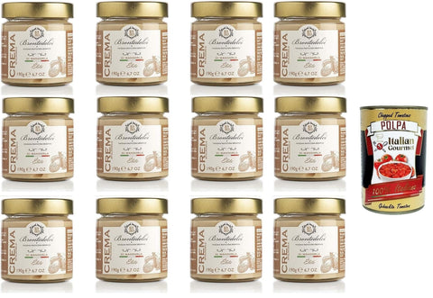 Italian Gourmet Snack Kuchen & Backwaren Brontedolci Crema Spalmabile alla Mandorla Streichfähige Brotaufstrich Mandelcreme 12x 190g in Glas aus Sizilien + Italian Gourmet polpa 400g 8032804040014