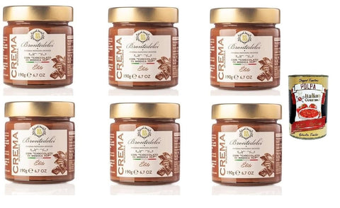 Italian Gourmet Snack Kuchen & Backwaren Brontedolci Crema Spalmabile con Cioccolato di Modica IGP Schokoladenaufstrich Schokolade 6x 190g Streichfähige Brotaufstrich in Glas Italienisches Produkt aus Sizilien + Italian Gourmet polpa 400g 8032804040014