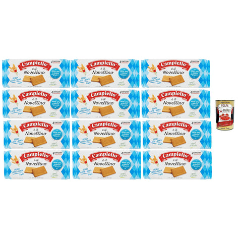 Campiello Novellino light Kekse ohne Milch & ohne Eier mit weniger Fett Kuchen Butterkeks 12x350 g italienisch Original + kostenlos polpa 400 g