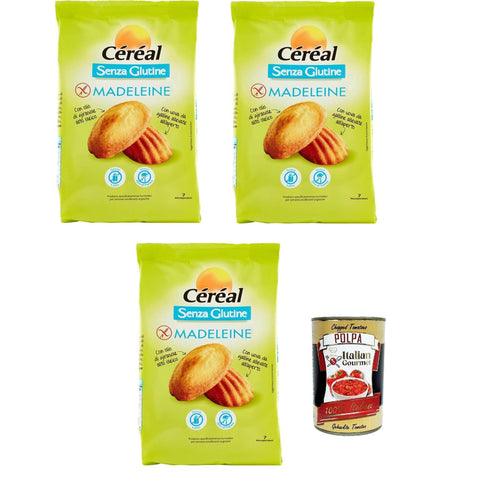 Céréal Madeleine senza glutine e senza latte, Glutenfrei und laktosefrei Snacks, Reduzierte Auswirkungen auf den Blutzucker – Ohne Palmöl oder Farbstoffe, 3x200