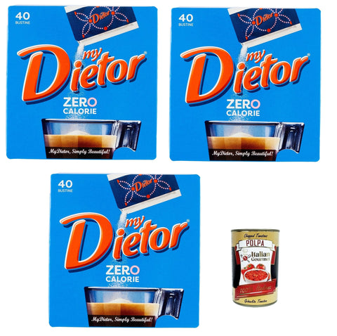 Dietor my Dietor Zero Calorie, Natürlicher Süßstoff 0 kcal, Glutenfrei, gluten free, Ohne Aspartam, 3x 40 Beutel italienisch Original