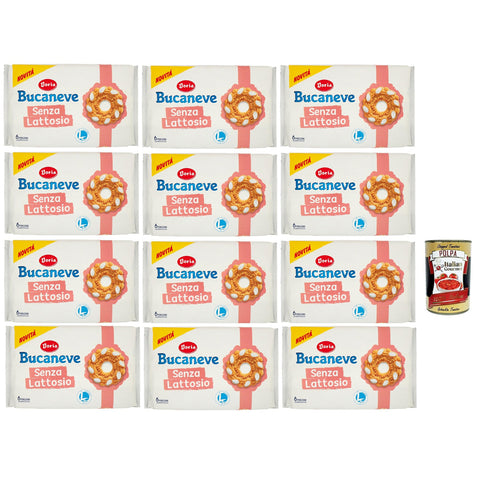 Doria Bucaneve Senza Lattosio, Laktosefreie Mürbeteigkekse Kekse, 12x 265 g Packung, jede Packung enthält 6 Einzelportionen italienisch Original