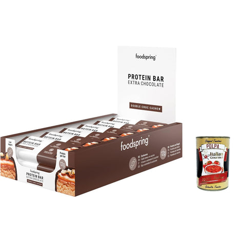 Extra Chocolate Protein Bar, Doppelschokolade und Anacardi Proteinriegel, 12x45 g, der perfekte hohe Protein Snack mit echter Schokolade und weniger Zucker italienisch Original