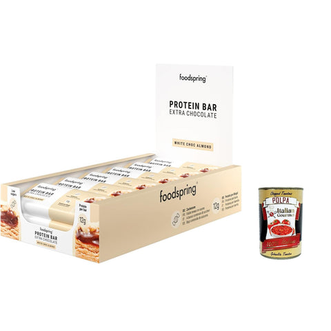 Extra Chocolate Protein Bar Proteinriegel Weiße Schokolade und Mandeln der perfekte mit hohem Proteingehalt mit echter Schokolade 12x45 g italienisch Original