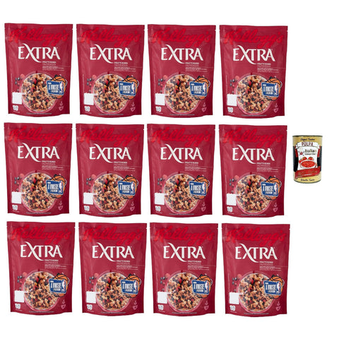 Extra Frutti Rossi Knusprige Haferflocken mit Rote Früchte, Früchten Packung 12x375g Original italienisch Gebäck