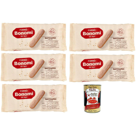 Forno Bonomi italienische Löffelbiskuits, Savoiardi, Ladyfingers, für Tiramisu, biscuits cookies kekse 5x200g Original italienisch