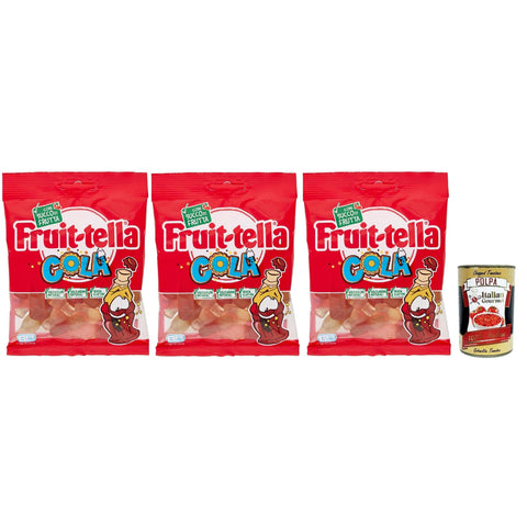 Fruittella Cola, Gummibon, verschiedene Obstgeschmack, mit Fruchtsaft, glutenfrei, 3x 90 g italienisch Original