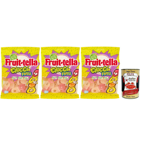 Fruittella Cuicci frizz, Gummibon, verschiedene Obstgeschmack, mit Fruchtsaft, glutenfrei 3x175g Original italienisch Gebäck
