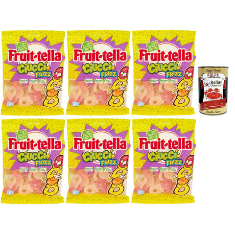 Fruittella Cuicci frizz, Gummibon, verschiedene Obstgeschmack, mit Fruchtsaft, glutenfrei 6x175g Original italienisch Gebäck