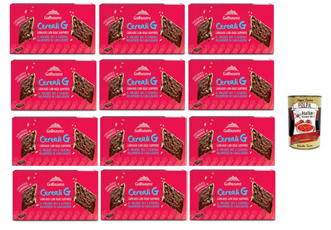 Italian Gourmet Snack Kuchen & Backwaren Galbusera Cereali G extra dunkle Schokoladencracker, crackers mit Durchstöre mit aufgebrauchtem Reis 12x 150g + Italian Gourmet polpa 400g 8032804040014