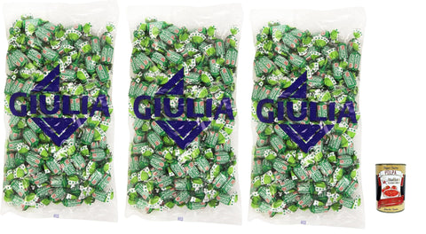 Italian Gourmet Snack Kuchen & Backwaren GIULIA Mentapiù Original Caramelle alla menta, Münzbonbons, lollies Süßigkeiten 3x 1000g + Italian Gourmet polpa 400g 8032804040014