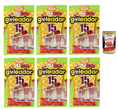 Italian Gourmet Snack Kuchen & Backwaren Goleador Cola Doppel Süßigkeit, gummiary Cola -Geschmack, 6x 120g, Süßigkeiten, die einzeln singen + Italian Gourmet polpa 400g 8032804040014