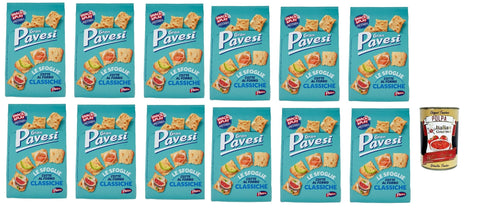 Italian Gourmet Snack Kuchen & Backwaren Gran Pavesi Sfoglie Classiche Cracker im Ofen gebacken knusprig Salzgebäck snack 12x 180 gr + Italian Gourmet polpa 400g 8032804040014