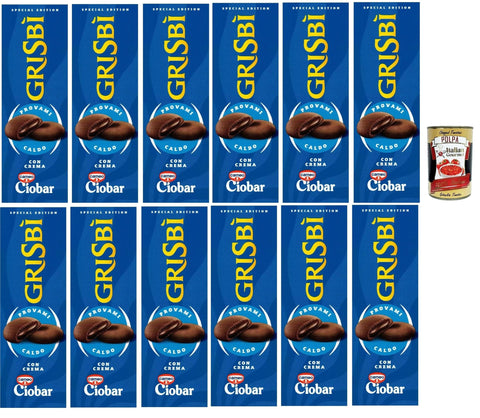 Italian Gourmet Snack Kuchen & Backwaren Grisbi Crema Ciobar, Biscotti Frolle Ripiene di Morbida Crema al Ciobar, Mürbeteigkekse gefüllt mit weicher Ciobar-Creme, biscuits, 12x 112g + Italian Gourmet polpa 400g 8032804040014