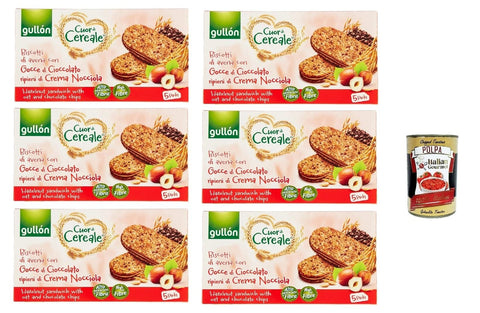 Italian Gourmet Snack Kuchen & Backwaren Gullón Cuor Di Cereali Con Crema Alla Nocciola,, Kekse mit Hafer- und mit Haselnusscremefüllung, 6x 220g + Italian Gourmet polpa 400g 8032804040014