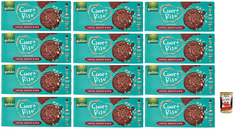 Italian Gourmet Snack Kuchen & Backwaren Gullón Cuor di Riso e Cereali Integrali Cacao, Orzo & Segale, kekse mit Kakao, Gerste und Roggen 12x 250 g + Italian Gourmet polpa 400g 8032804040014