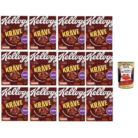 Krave choco brownie Gemischte Cerealien Bündel mit Schokoladenfüllung mit brownie Geschmack und Vitaminzusatz Packung 12x375 g italienisch Original Müsli +