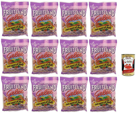 Italian Gourmet Snack Kuchen & Backwaren La Giulia, Fruitland Caramelle Gelee, Original Caramelle alla frutta, frucht bonbons, lollies Süßigkeiten 12x 300g + italian Gourmet polpa 400g 8032804040014