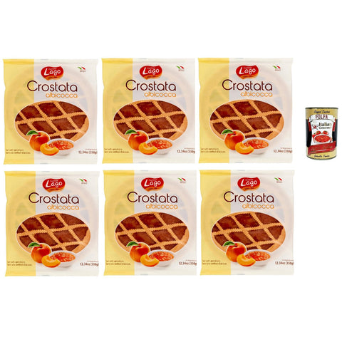 Lago 1968 Crostata albicocca Flowpack Törtchen kuchen mit Aprikosenmarmelade Merkstufegebäck italienischem Produkt ohne Palmöl 6x350 g italienisch Original +