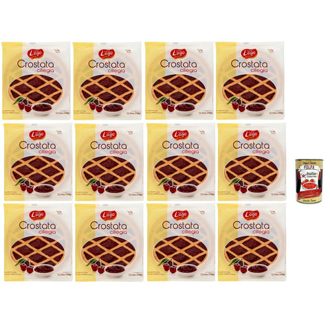 Lago 1968, Crostata alla Ciliegia, Flowpack, Törtchen, kuchen mit Kirschmarmelade, Merkstufegebäck, italienischem snack Produkt ohne Palmöl 12x 350 g italienisch Original