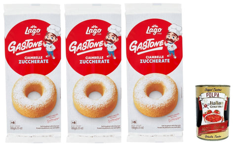 Lago 1968, Le Merende di Ciambelle zuccherate 3x 180 g, Donuts mit Zucker, Einzeln verpackte, weiche Snacks, ohne Palmöl italienisch Original