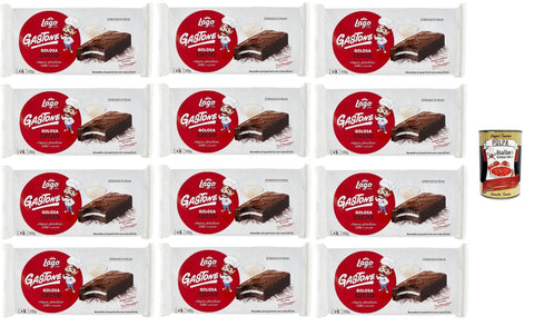 Italian Gourmet Snack Kuchen & Backwaren Lago 1968, Le Merende di Gastone Golosa al Cacao, Kuchen Snacks mit Milchcreme und Kakaoabdeckung 12x 195g, natürlich ohne Palmöl lassen + Italian Gourmet polpa 400g 8032804040014