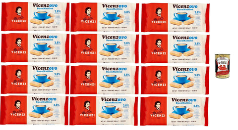 Italian Gourmet Snack Kuchen & Backwaren Matilde Vicenzi - Savoiardi Vicenzovo Buon Mattino, Traditionelle, einfache und leichte Kekse, hFrühstückskekse 12x 300 g + Italian Gourmet polpa 400g 8032804040014