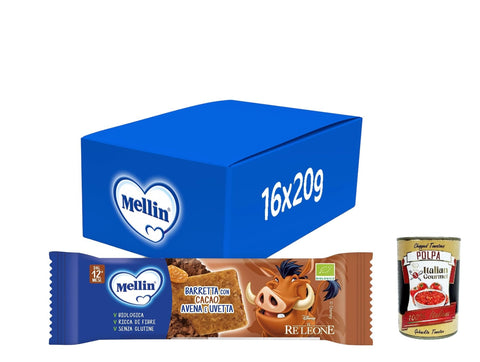 Mellin Barretta, Gusto Cacao Avena e Uvetta, Senza Glutine, dal 12° Mese, 16x 20 g Snack Kuchen & Backwaren italienisch Original