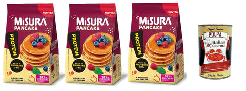 Misura Protein Pancake, Proteinreiche Pfannkuchen, 3x 200 g Packung, Jede Packung enthält 8 Einzelportionen, zum Verzehr bereit italienisch Original