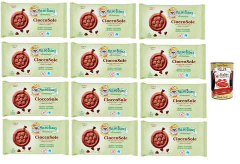 Italian Gourmet Snack Kuchen & Backwaren Mlino Bianco Armonia Cioccosole Gluten- und laktosefreie Schokoladenkekse mit Reis, 12x 250g + Italian Gourmet polpa 400g 8032804040014