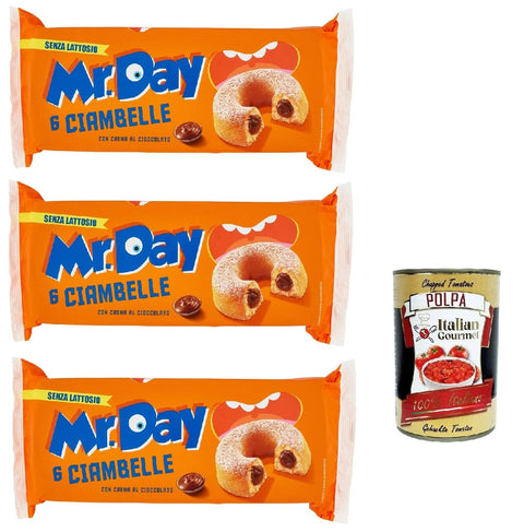 Mr.day Ciambella Cioccolato, Ciambella con ripieno di crema al cioccolato senza lattosio, Donut mit Schokoladencremefüllung, kuchen laktosefrei 3x 300 g italienisch Original