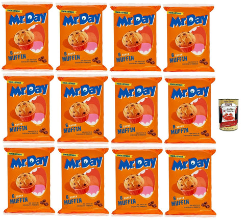 Mr.Day Muffins Super mit dunklen Schokoladenstückchen, laktosefreier und palmölfreier Snack, ideal zum Frühstück, Snack oder kuchen, 12x 300 gr Original italienisch inkl. Italian Gourmet plpa 400g