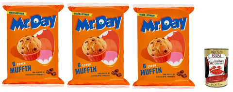Mr.day Muffins Super mit dunklen Schokoladenstückchen, laktosefreier und palmölfreier Snack, ideal zum Frühstück, Snack oder kuchen, 3x 300 gr italienisch Original