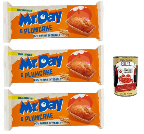 MR. DAY Mr.Day Plumcake Integrale mit 100% Vollkornmehl, laktosefreier und palmölfreier Snack 3x190g Original italienisch Gebäck
