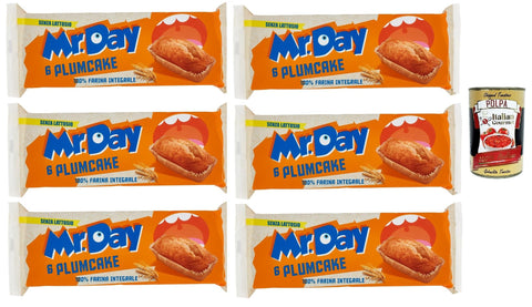 Mr.day Plumcake Integrale mit 100% Vollkornmehl, laktosefreier und palmölfreier Snack, ideal zum Frühstück, Snack oder Kuchen, 6x 190 gr italienisch Original