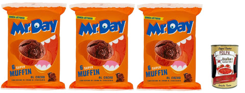 MR. DAY Mr.Day Super Kakao Muffin mit Schokoladenfüllung, laktosefreier und palmölfreier Snack 3x300g Original italienisch Gebäck