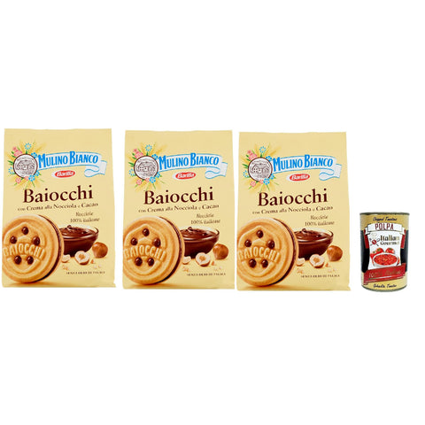 Mulino Bianco Baiocchi Kekse mit Haselnusscreme und Kakao zum Frühstück und süßer Snack für den Nachmittag 3x 260 g italienisch Original