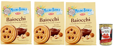 Mulino Bianco Baiocchi Kekse mit Haselnusscreme und Kakao zum Frühstück und süßer Snack für den Nachmittag 3x 260 g italienisch Original