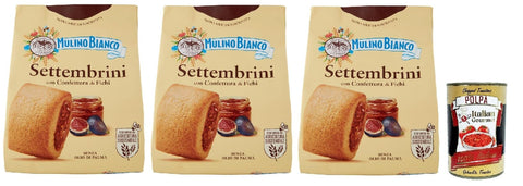 Italian Gourmet Snack Kuchen & Backwaren Mulino Bianco Settembrini Biscotti con Confettura di Fichi, Kekse mit Feigenmarmelade, biscuits, cookies, 3x 300g + Italian Gourmet polpa 400g 8032804040014