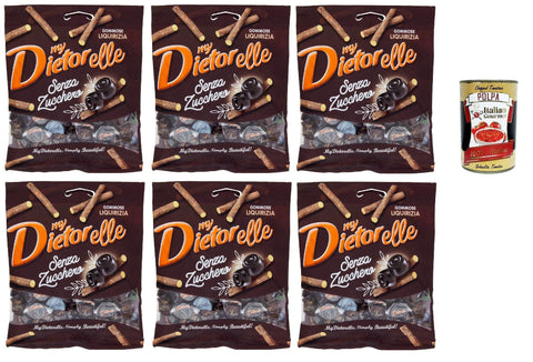 My Dietorelle Caramelle Gommose al Gusto di Liquirizia Gummibonbonbons mit dem Geschmack von Süßholz 100% vegan Zucker ohne glutenfrei 6x70 g italienisch
