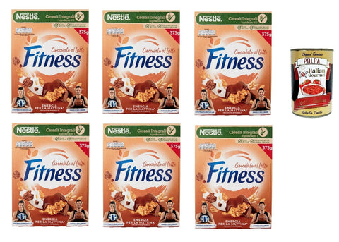Italian Gourmet Snack Kuchen & Backwaren Nestlé FITNESS Cioccolato al latte, Milchschokolade, Cerealien Vollkorn, mit Schokolade und Vollkornmüsli, enthält Vitamine, Calcium & Eisen, 6x 375g + Italian Gourmet polpa 400g 8032804040014