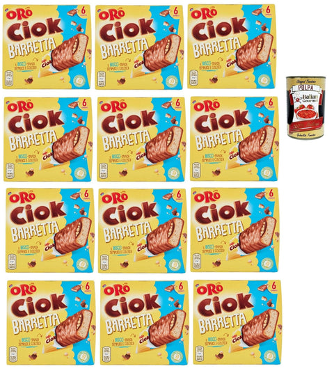 Italian Gourmet Snack Kuchen & Backwaren Oro Ciok Saiwa Barretta, Duftender riegel Keks, überzogen mit Milchschokolade und gefüllt mit Puffreis und Kakao, 12x 162 g + Italian Gourmet polpa 400g 8032804040014