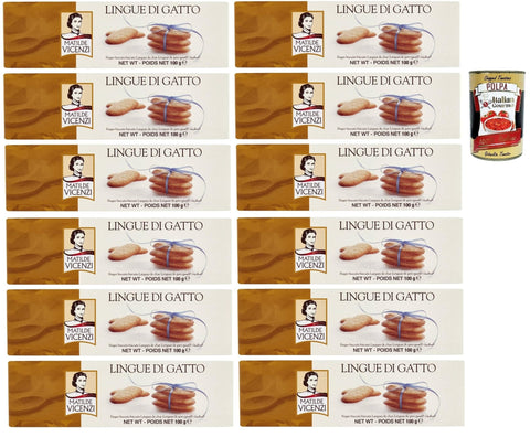 Matilde Vicenzi Pasticceria Lingue di gatto riegel Butterplätzchen cookies kekse italien snack 12x 100 g + Itlaian Gourmet polpa 400 g italienisch Original
