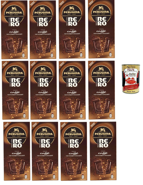 Perugina NERO Fondente gusto caffe' Tavoletta di Cioccolato Fondente Dunkle Schokoladen Kaffee Geschmack Riegel 12x 85g italienisch Original