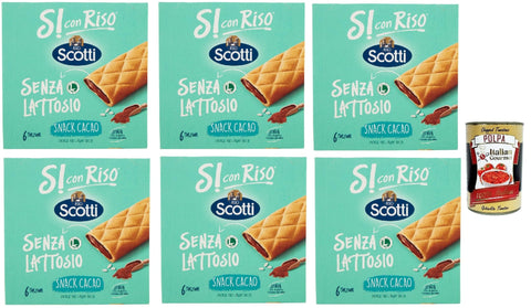 Italian Gourmet Snack Kuchen & Backwaren Riso Scotti, Si con Riso, Barretta Snack con Farina di Riso e Ripieno al Cacao, Snackriegel mit Reismehl und laktosefreier Kakaofüllung, Palmöl ohne, 6x 150g + Italian Gourmet polpa 400g 8032804040014